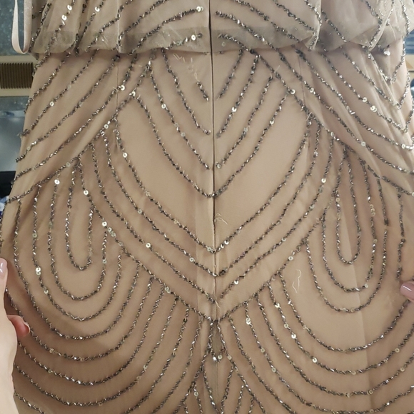 BHLDN Obreanna ADRIANNA PAPELL Taupe Pink Art Deco - Picture 7 of 10